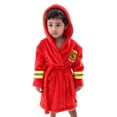 thumbnail image 3 of Girls Bathrobe Heroes Fireman Soft Hooded Fleece Terry Robe,Red,L(7-9 Years), 3 of 4