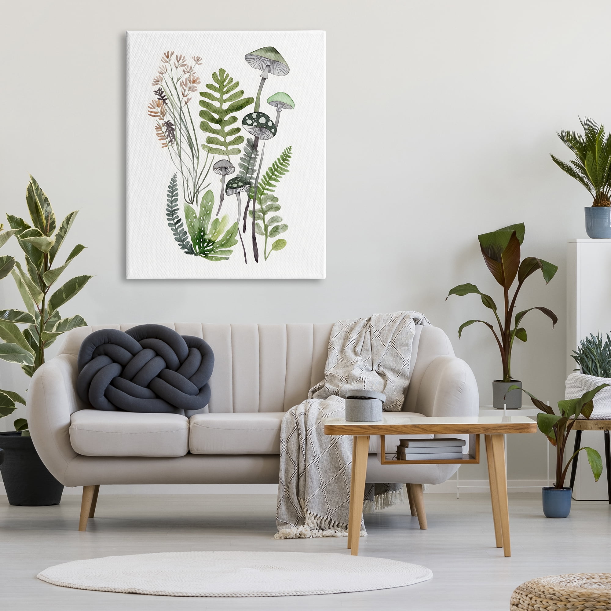 Stupell Industries Green Mushroom Botanicals Botanical & Floral Painting Gallery Wrapped Canvas Art Print Wall Art, 36 x 48