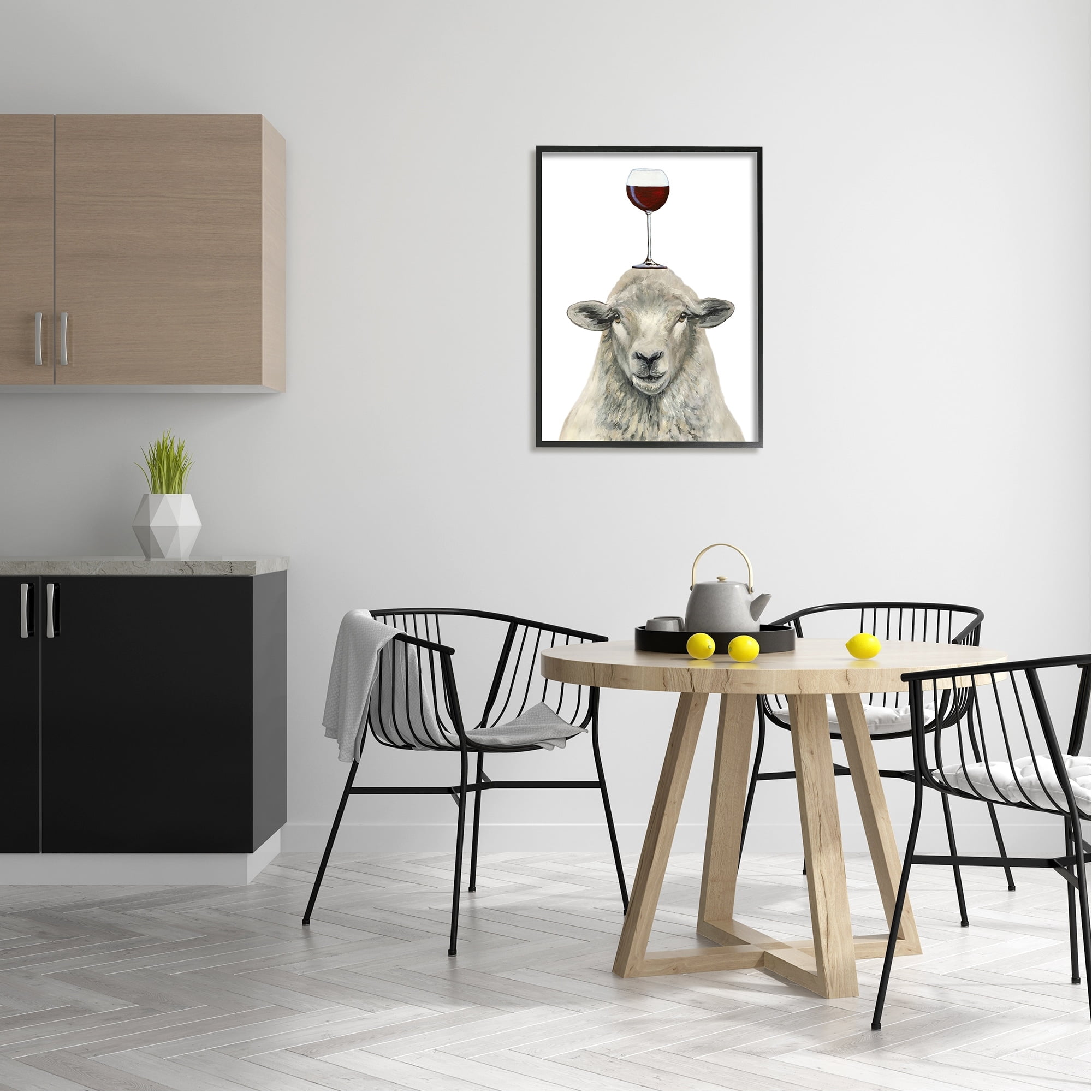 Stupell Industries Sheep Balancing Wineglass Simple White Background , 24 x 30, Design by Coco de Paris