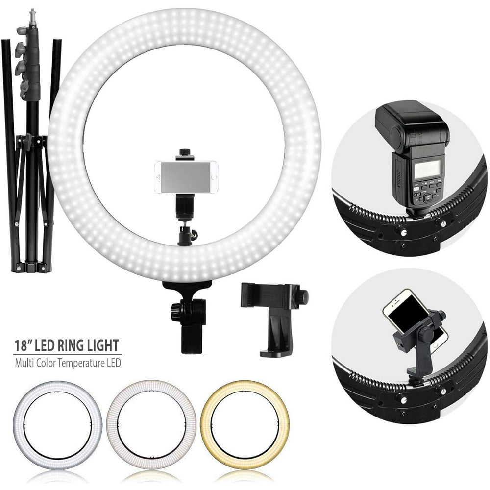 LS Photography LED 18" Ring Light Dimmable White Yellow Color Control