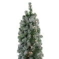 thumbnail image 2 of 6' x 20" Pre-Lit Flocked Traditional Green Pine Pencil Artificial Christmas Tree - Clear Lights, 2 of 4