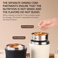thumbnail image 2 of 304 Stainless Steel 1.2L Insulated Lunch Box - 3 Compartment Leak-Proof Bento with Foldable Spoon, Keeps Food Hot/Cold, for Office & Adults, White, 2 of 6