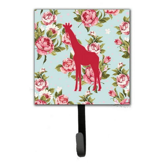 Caroline's Treasures BB1001-RS-BU-SH4 Giraffe Shabby Chic Blue Roses Leash or Key Holder, Blue, Single Hook, multicolor