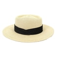 thumbnail image 1 of Sonducket Sombrero de paja de verano de ala ancha, informal, transpirable, para acampar, pescar, viajar, playa, moda, tapa plana, gorra protectora solar Sombreros Beige Negro NO2 Sonducket AP012495-02, 1 of 6