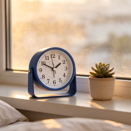 Analog Alarm Clock for Bedroom, Silent Non Ticking Quartz Movement, Battery Operated with Snooze & On Demand Analog Alarm Clock for Bedroom, Silent Non Ticking Quartz Movement, Battery Operated with Snooze &