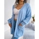 thumbnail image 3 of Mujer Suéter De Manga Larga Cárdigan Manga Larga Frente Abierto Cable Twist Knit Outwear Azul M, 3 of 7