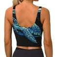thumbnail image 3 of Haiem Ocean Turtle Pattern Womens Sports Bra - U Neck Padded Low Impact Yoga Bra Workout Crop Top Gym Moisture-Wicking Workout Vest -XX-Large, 3 of 9