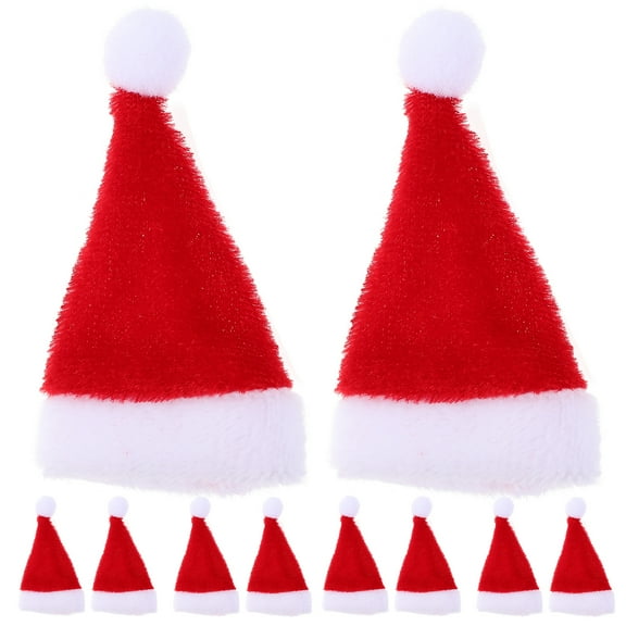 BERTDOMD 12pcs Christmas Themed Mini Hat Decoration Lollipop Cap Mini Santa Claus Hats Decors