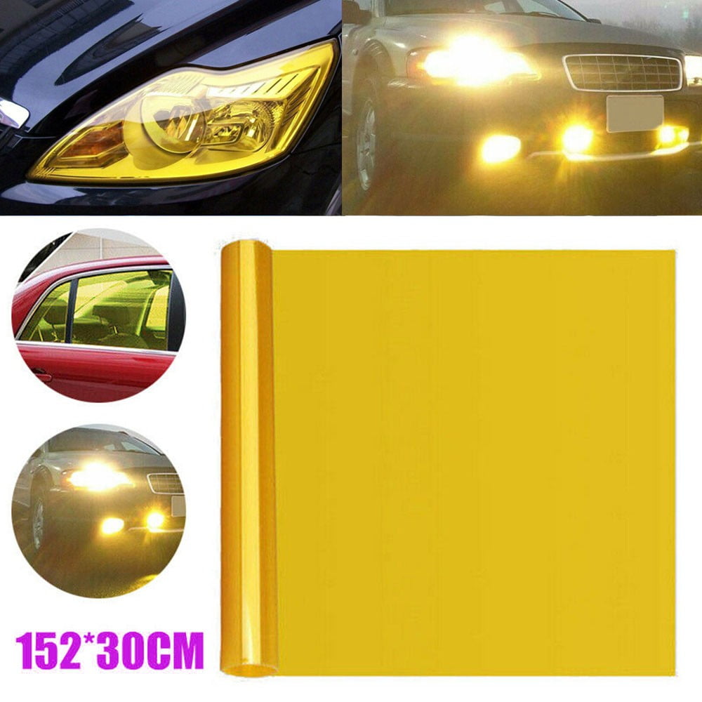 30 ×120CM Self Adhesive Headlight Film Taillight Yellow Tinted