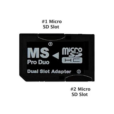 SANOXY Dual Slot MicroSD to MS PRO DUO Adapter for Sony PSP, Converts Two MicroSD or MicroSDHC Cards (Black)