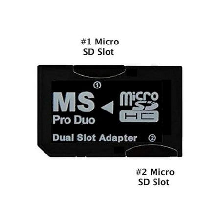 Image of SANOXY Dual Slot MicroSD to MS PRO DUO Adapter for Sony PSP Converts Two MicroSD or MicroSDHC Cards (Black)