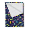 thumbnail image 2 of Funky Soft Flannel Fleece Throw Blanket, Retro 80`s Memphis Fashion Style Vibrant Triangles Squares Rectangles Hipster Pop, Cozy Plush for Indoor and Outdoor Use, 60" x 80", Multicolor, by Ambesonne, 2 of 5