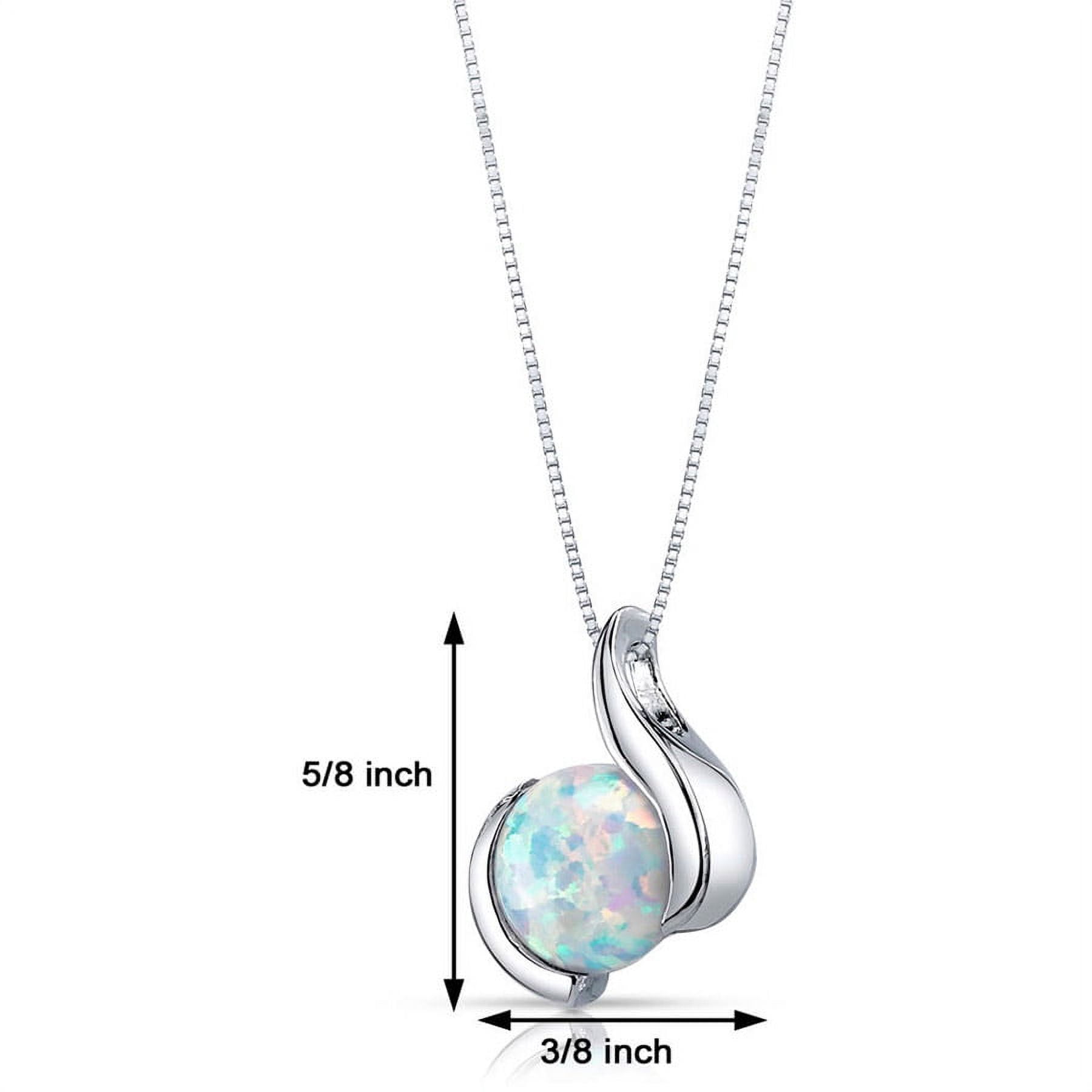 1.75 ct Round Created White Opal Pendant Necklace in Sterling Silver, 18"