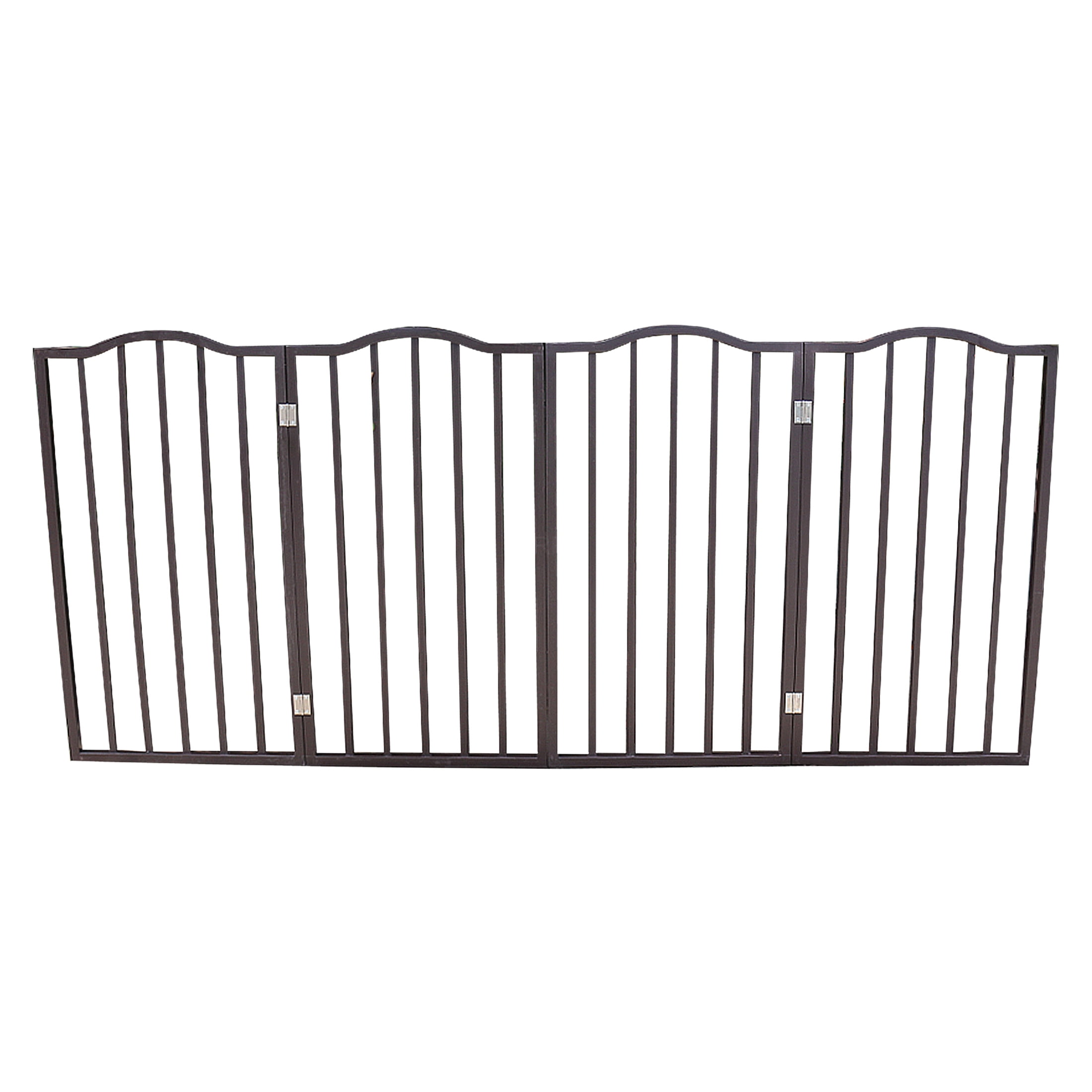 JERFIT Extra Wide Freestanding Pet Gate for Doorways & Stairs, Dark Brown Solid Wood Folding Dog Gate, No Tools Needed Pressure Mount Baby Gate for House