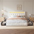 thumbnail image 5 of EnHomee Upholstered Bed Frame with 4 Storage Drawers King Size Bed Frame with Headboard & LED Light,Beige, 5 of 8