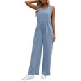 thumbnail image 3 of UVN Jumpsuits for women Summer Casual Romper Sleeveless Wide Leg Long Pants Outfits Dressy Woman Clothes, 3 of 8