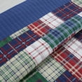 thumbnail image 4 of Tartan Plaid Quilt Set 3Pcs Bedding Set Bedroom Bed Reversible 100% Cotton Full/Queen Size, 4 of 8