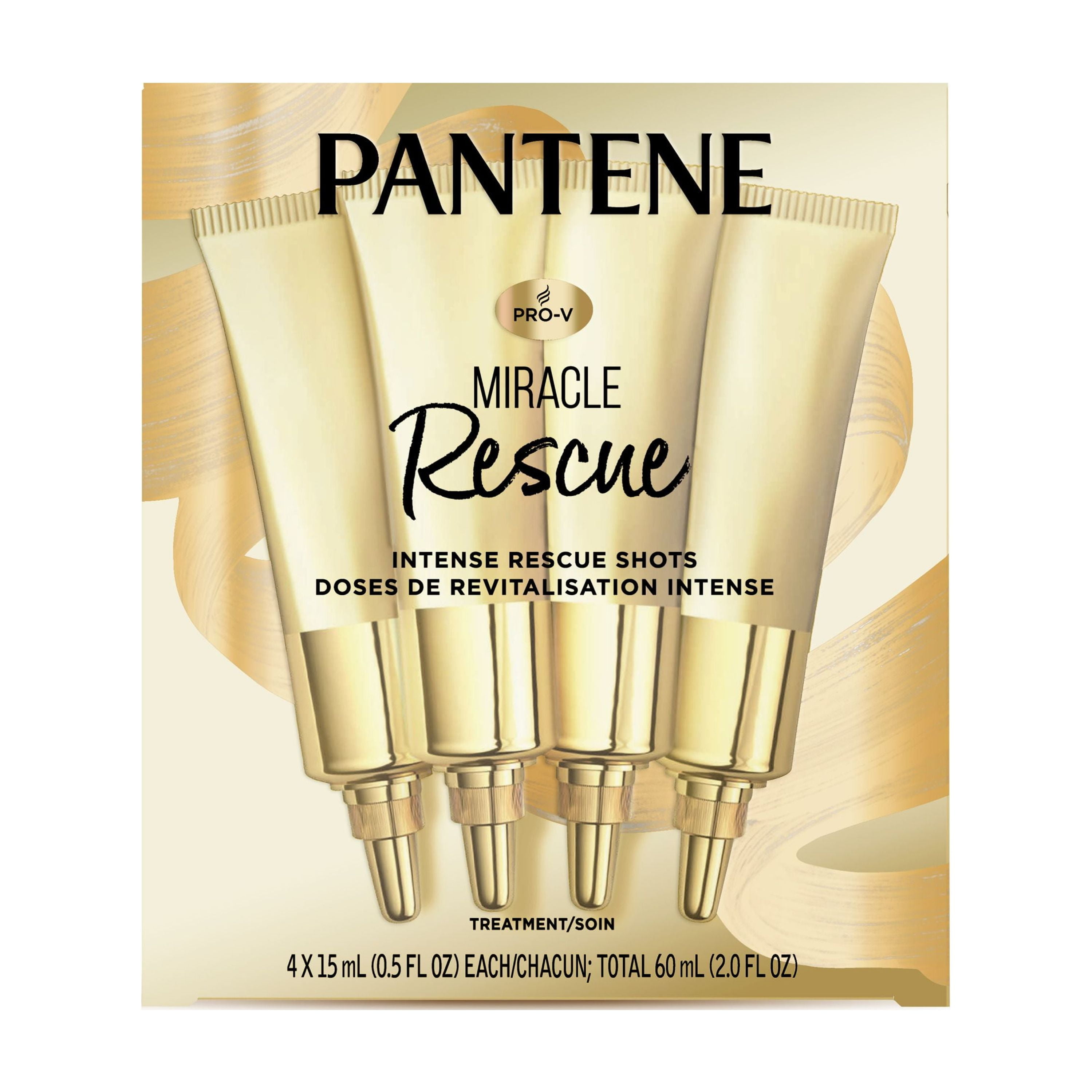 Pantene Miracle Intense Rescue Shots Dry Hair Treatment, 4 Count, 15 mL each