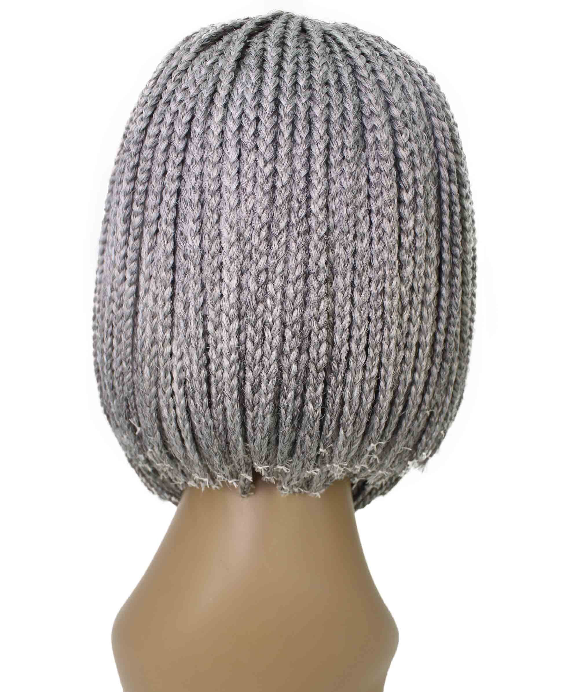 LUXLUXE Jayla Straight Braided 12 in Long Braided Wig, Beauty Heat Resistant Fiber,Grey