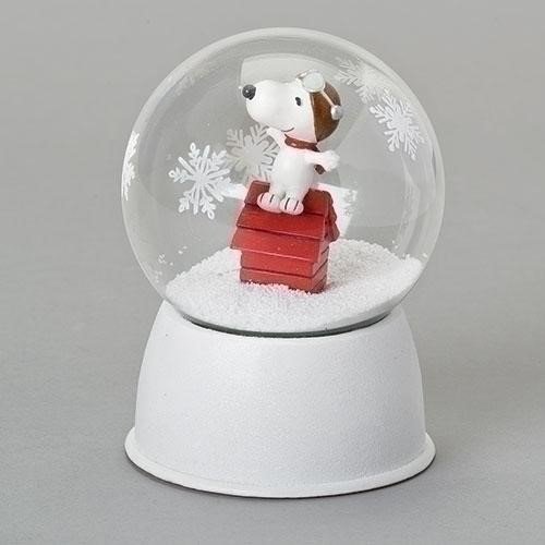 Snoopy Snowflakes Dome White Glitter 7 x 5 Resin Christmas Snow Globe