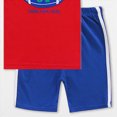 thumbnail image 5 of NOLDARES Toddler Baby Boy Summer Clothes Dinosaur Truck Print Crewneck Short Sleeve Tee Elastic Waist Cargo Shorts 2pcs Outfits(Red,2-3 Y), 5 of 6