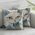 thumbnail image 3 of Acheng Cute Cartoon Animals Pillow Covers Watercolor  Adorable Kittens Pillow Covers Throw Covers Cushion Cover Pillowcase Decor Home,Set of 2 White(Two Sides Print) 22x22in, 3 of 7