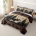 thumbnail image 3 of Castle Fairy Woodland Animal Deer Moose Quilt Full,Rustic Vintage Cabin Full Bedspread Sets,Black Tan, 3 of 7