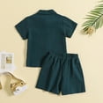thumbnail image 4 of Yindaity Toddler Boy Patchwork Summer Outfits Short Sleeve Button Down Shirt Tops & Casual Shorts Sets Baby 2T 3T 4T 5T Clothes (Dark Green,2-3 Years), 4 of 6