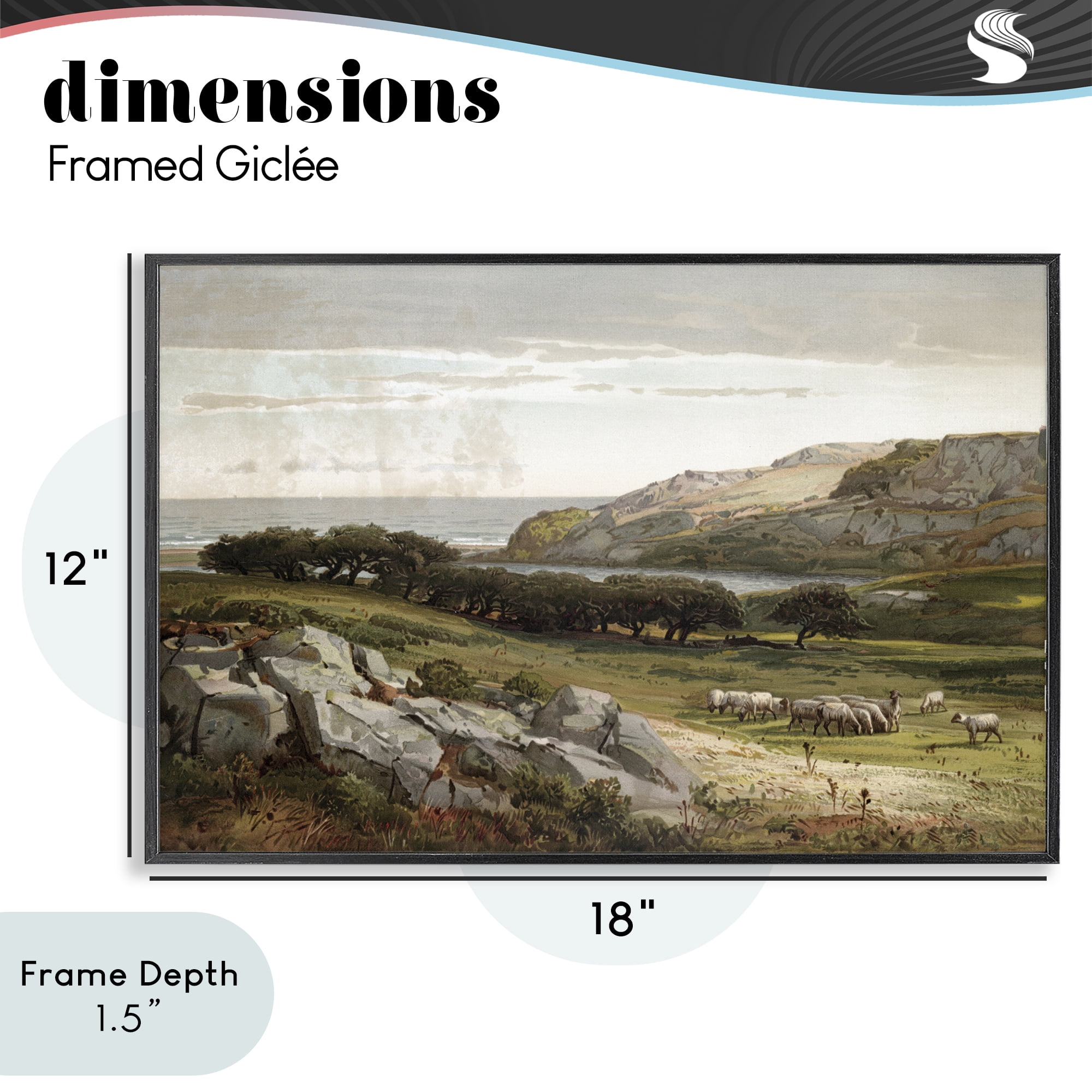 Stupell Industries Sheep in Passionate Landscape Black Framed Giclee Art, design by Lula Bijoux & co.