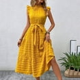 thumbnail image 1 of Soldes d'Été! Robe d'Été Décontractée pour Femmes, Col Rond, Manches Courtes à Volants, Coupe Ample, Idéale pour la Plage Ou les Sorties Décontractées. Offres Exceptionnelles du Jour!, 1 of 6
