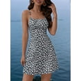 thumbnail image 3 of Women'S Summer Ditsy Floral Backless Back Tie Back Sleeveless Mini Dress Black L, 3 of 5