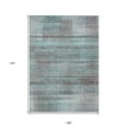 thumbnail image 3 of 9' X 12' Teal Blue Gray And Charcoal Striped Washable Indoor Outdoor Area Rug, 3 of 5