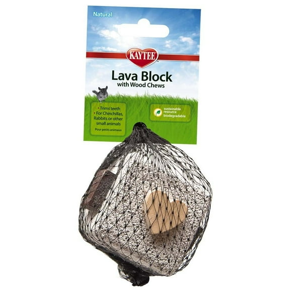 Kaytee Lava Block with Wood Chews  Trims Teeth  Toy for Small Animals