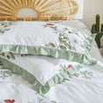 thumbnail image 5 of Move Over Flowers Ruffle Bedding Set Twin White Botanical Duvet Cover Set Soft Microfiber Red Flowers Ruffled Pattern No Filling, 5 of 9