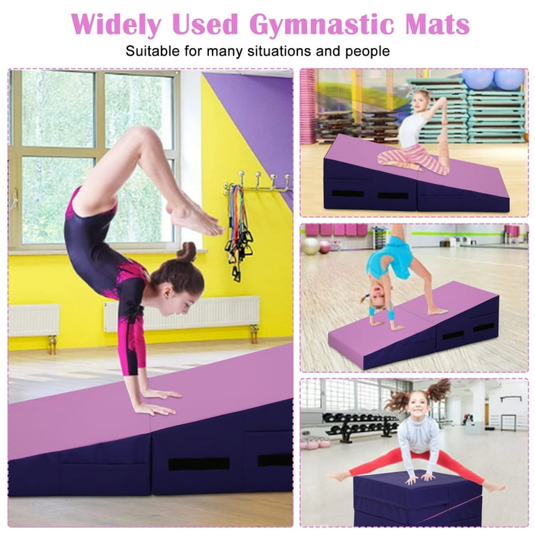 YRLLENSDAN 48x24 inch Large Incline Gymnastics Mat Cheese Wedge Gymnastics Mat Foldable Tumbling Mat for Gymnastics for Home Foam Incline Mat with