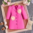 thumbnail image 2 of Ulitacool Spring Coats For Girls Long Sleeve Stylish Girls With Floral Embroidery Peplum Lapel Jacket Big Kid Formal Wear And Party Dress Basic Playsuit Pink 3-4 Years, 2 of 8