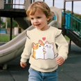 thumbnail image 4 of Garronmavis Corgi Long Sleeve Sweatshirt Loose Cat Girls Pullover Crewneck Sweatshirt Versatile Ruffle Long Sleeve Girl Top Comfortable Casual Pullover Tops for Girls 5-6 Years Old, 4 of 7
