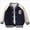 A100-Dark Blue, variant on 18-24 Months Toddler Boys Varsity Bomber Jacket Button Down Letterman Coat with Letter Patch