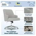 thumbnail image 2 of Serta Leighton Mid-Back Office Chair with Chrome Nailheads, Memory Foam Cushion, Padded Armrests, Light Gray, 2 of 11
