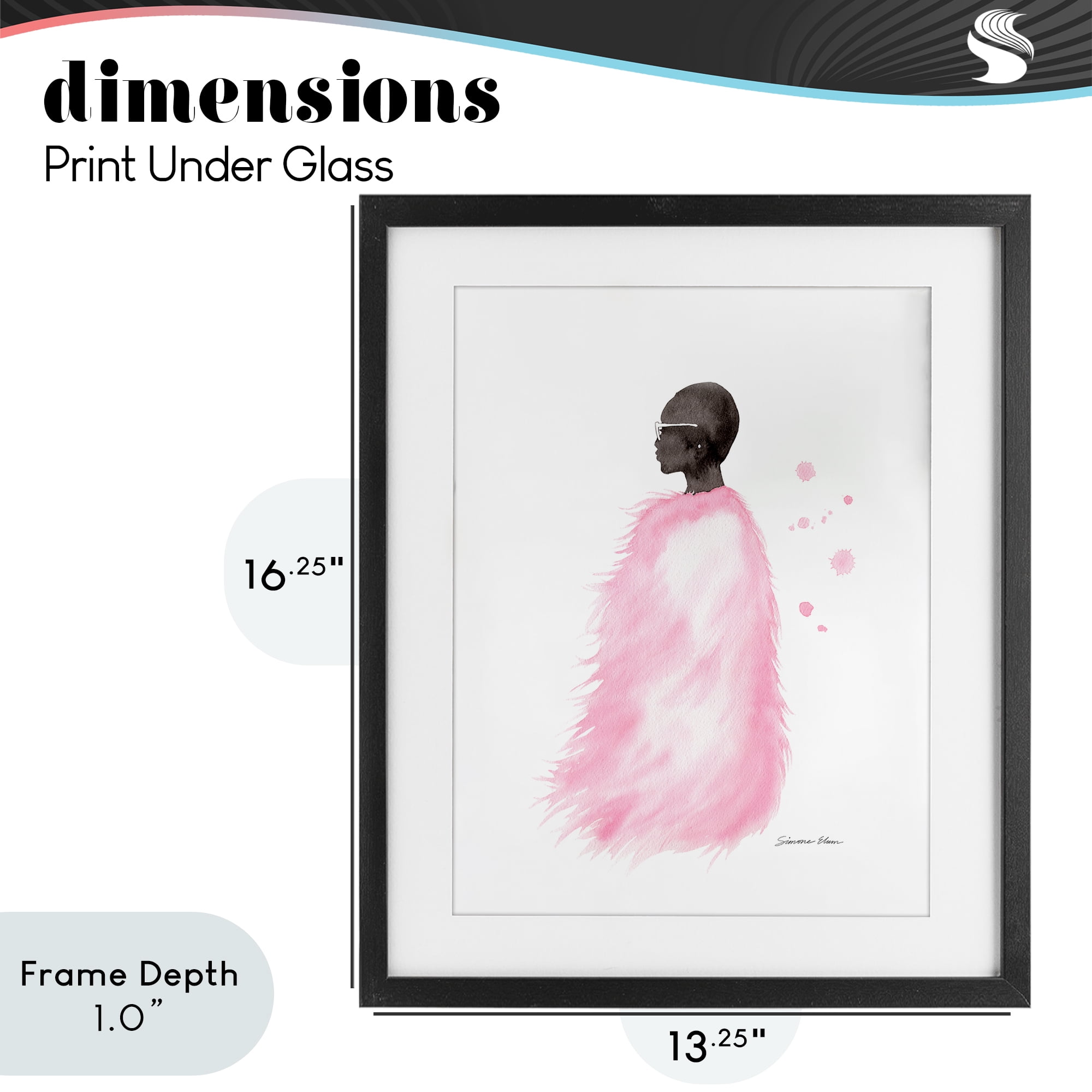 Stupell Industries Pink Fur Coat Portrait Black Framed Print Under Glass, design by Simone Elum