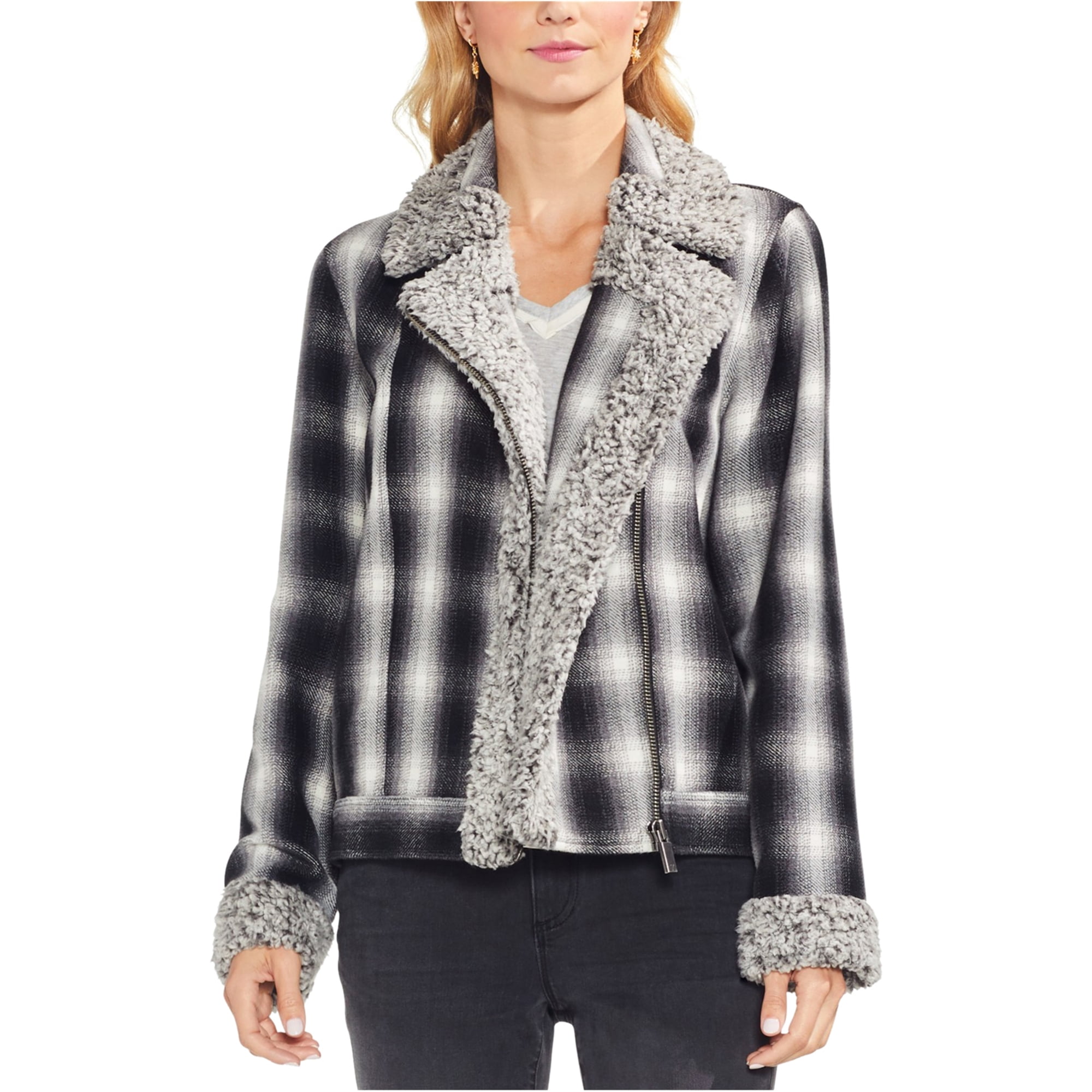 Vince Camuto Womens Plaid Jacket