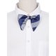 thumbnail image 4 of INSPIRAR CHIC Corbatas de moño preatadas de rayas gruesas para hombres, corbatas de satén ajustables para bodas formales en gris-azul, 4 of 4