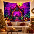 thumbnail image 3 of Menacing Skull with Glowing Eyes in a Haunted Archway, Eerie Gothic for Halloween Enthusiasts, Spooky Castle Scene Art, Halloween Gift, Tapestry Wall Hanging for Bedroom and Living Room, 3 of 7