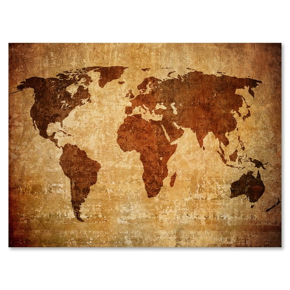 Designart ' Ancient World Map XI ' Vintage Canvas Wall Art Print