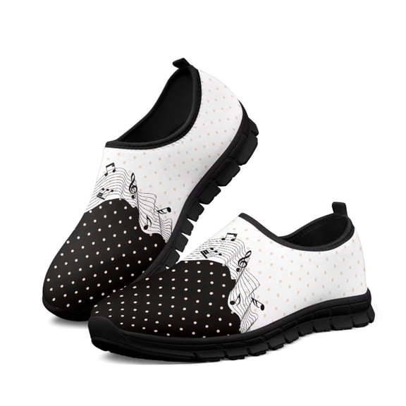 Chririnla Music Polka Dot Print Slip on Sneakers Womens Tennis Shoes,Lightweight and Breathable