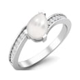 thumbnail image 2 of 7x5MM Pear Shape Natural Pearl Gemstone 925 Sterling Silver Solitaire Women Bypass Valentines Day Gifts Ring, 2 of 3