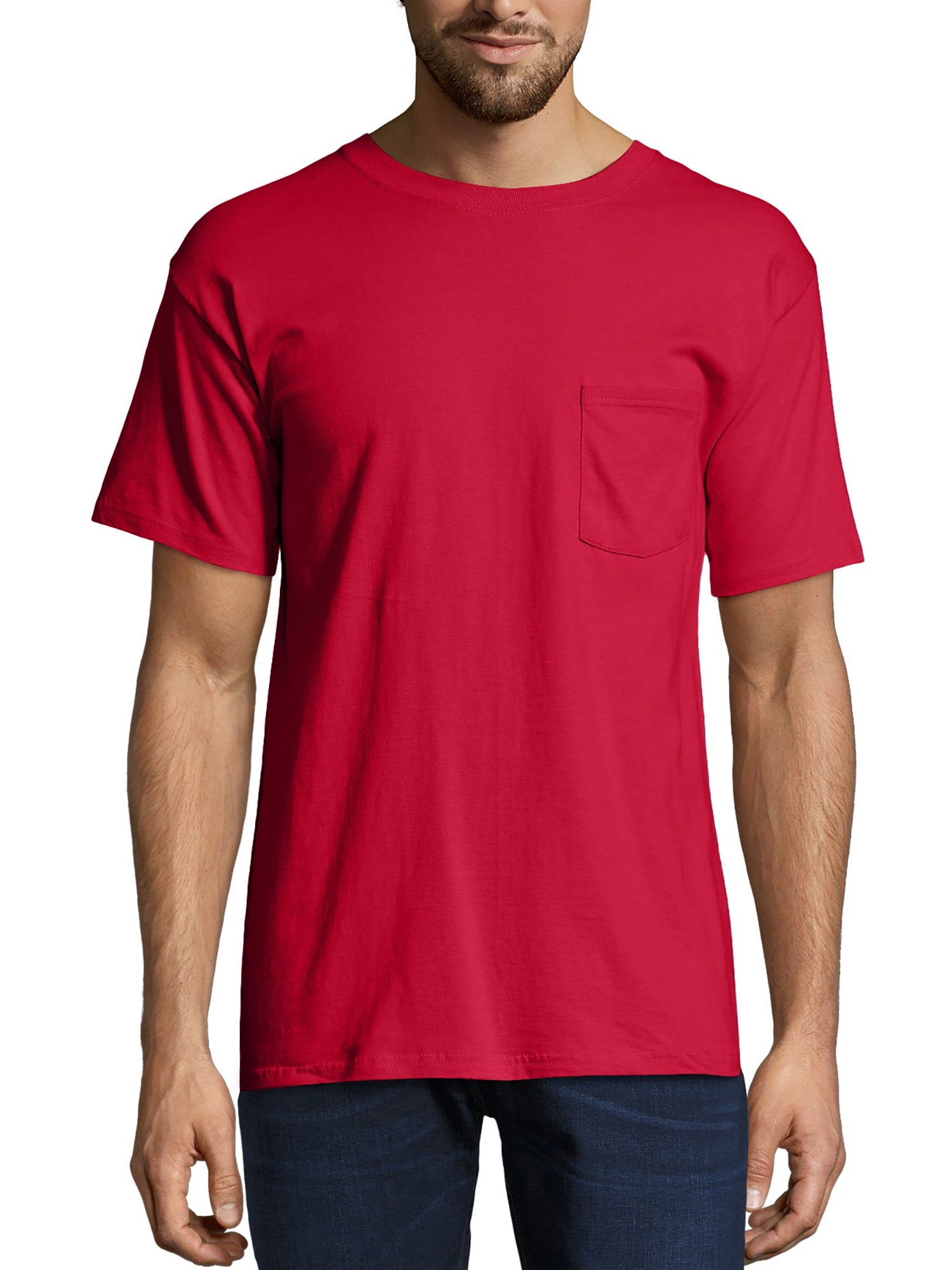 red shirt with pocket