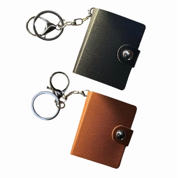 JZROCKER 2Pack Mini PU Leather Photo Album with Keychains Insert Pocket Organizers