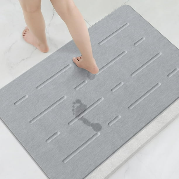Alfombra de baño OTHWAY, piedra grande, 80 x 50 cm, tierra de diatomeas, gris claro