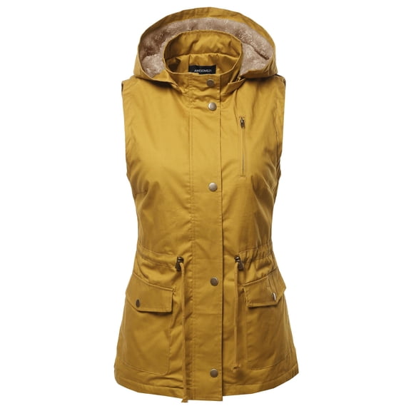 FashionOutfit Women's Solid Lightweight Sleeveless Anorak Vest